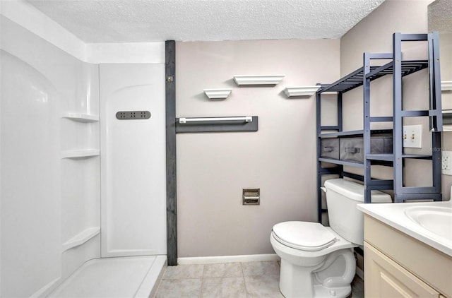 2437 Harbor Blvd Unit 114, Port Charlotte, FL 33952 - full bathroom featuring a textured ceiling, vanity, a shower, and tile patterned flooring