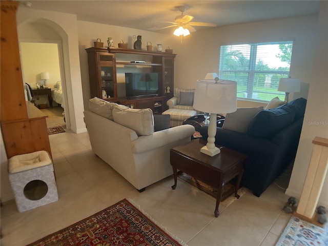 25228 E Lenox Cir, Punta Gorda, FL 33950 - living room with a ceiling fan and light tile patterned flooring