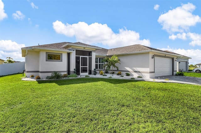 1731 NW 24th Pl, Cape Coral, FL 33993 - view of front of home with stucco siding, an attached garage, decorative driveway, and a sunroom