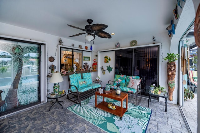 1418 Grebe Dr, Punta Gorda, FL 33950 - view of patio featuring an outdoor living space and ceiling fan