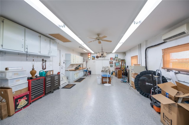 1418 Grebe Dr, Punta Gorda, FL 33950 - garage featuring a wall unit AC and ceiling fan