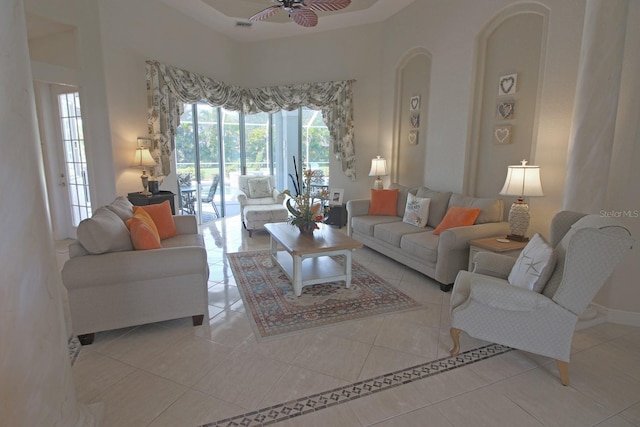 260 Rotonda Blvd E, Rotonda West, FL 33947 - living area featuring a ceiling fan and tile patterned floors