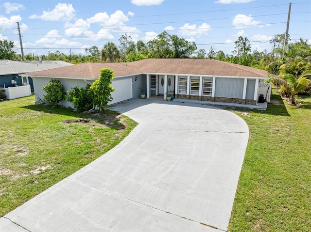 123 Annapolis Ln, Rotonda West, FL 33947 - ranch-style house featuring concrete driveway and a front lawn