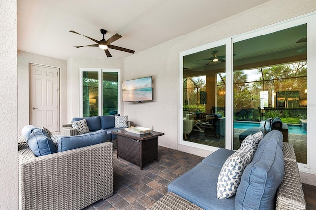 14684 Cherry Blossom Way, Punta Gorda, FL 33955 - view of patio / terrace with ceiling fan and an outdoor living space