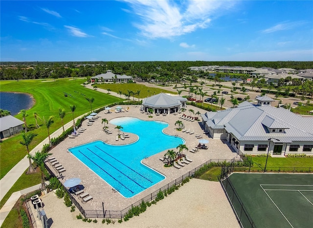 14684 Cherry Blossom Way, Punta Gorda, FL 33955 - bird's eye view of a pool and a nearby body of water