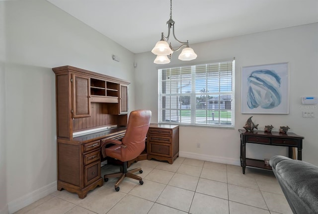 3116 SW 16th Pl, Cape Coral, FL 33914 - office featuring light tile patterned floors and a chandelier