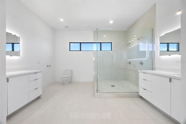 16322 Nogales Ct, Punta Gorda, FL 33955 - full bath featuring a shower stall, vanity, recessed lighting, and tile patterned floors