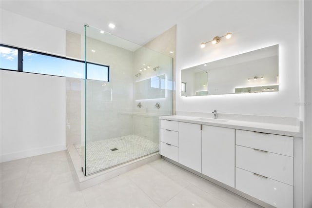 16322 Nogales Ct, Punta Gorda, FL 33955 - full bathroom featuring vanity, a tile shower, and tile patterned floors