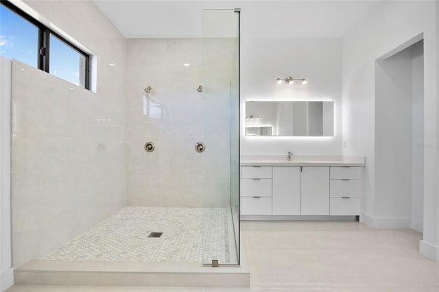 16322 Nogales Ct, Punta Gorda, FL 33955 - full bathroom with walk in shower, vanity, and tile patterned flooring