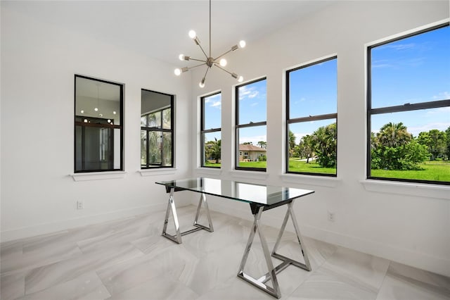 17200 Mint Ln, Punta Gorda, FL 33955 - unfurnished office with a chandelier and baseboards