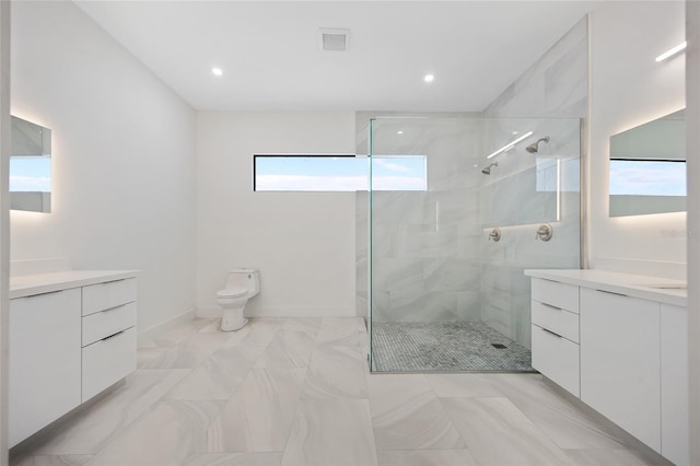 17200 Mint Ln, Punta Gorda, FL 33955 - full bathroom featuring vanity, tiled shower, and recessed lighting