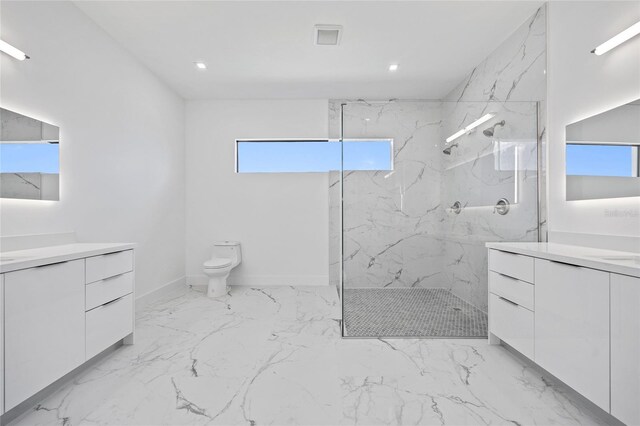 16506 Cape Horn Blvd, Punta Gorda, FL 33955 - full bath featuring vanity, marble finish floors, a marble finish shower, and recessed lighting