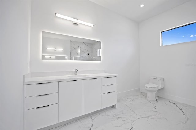 16506 Cape Horn Blvd, Punta Gorda, FL 33955 - full bath featuring marble look tile flooring, vanity, and a marble finish shower