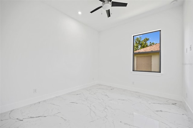 16506 Cape Horn Blvd, Punta Gorda, FL 33955 - unfurnished room with marble finish flooring, a ceiling fan, recessed lighting, and a smoke detector