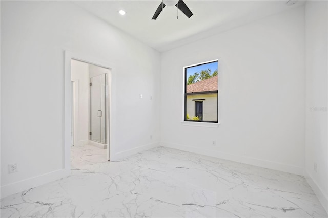 16506 Cape Horn Blvd, Punta Gorda, FL 33955 - spare room with marble look tile flooring, a ceiling fan, and recessed lighting