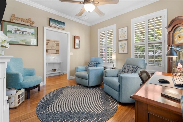 233 Durrance St, Punta Gorda, FL 33950 - office space featuring light wood-style flooring, ceiling fan, and ornamental molding