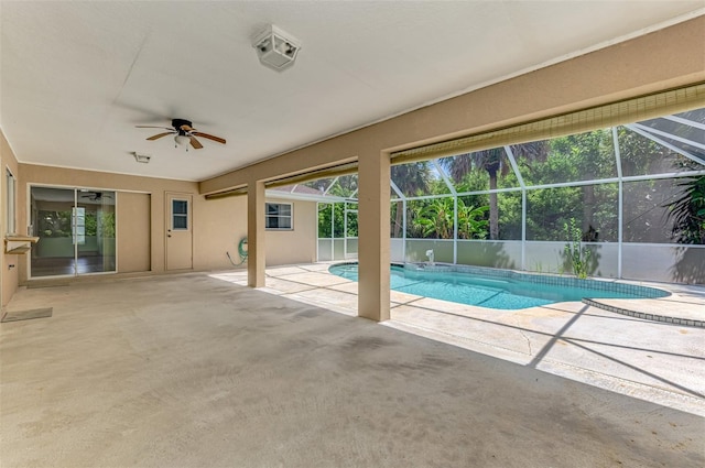 510 Border St, Port Charlotte, FL 33953 - swimming pool featuring a patio area, a ceiling fan, and a lanai