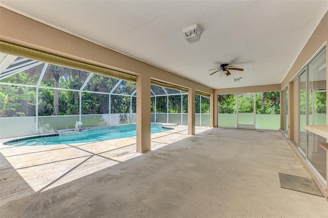510 Border St, Port Charlotte, FL 33953 - outdoor pool featuring a patio and a ceiling fan