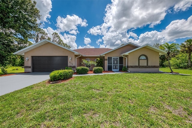 510 Border St, Port Charlotte, FL 33953 - ranch-style home featuring stucco siding, an attached garage, concrete driveway, and a front yard