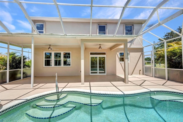 200 Valdiva St, Punta Gorda, FL 33983 - swimming pool with ceiling fan, a patio, and a lanai