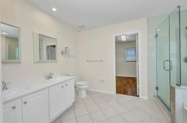 200 Valdiva St, Punta Gorda, FL 33983 - bathroom featuring a stall shower, double vanity, and tile patterned flooring