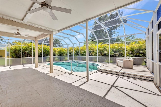 200 Valdiva St, Punta Gorda, FL 33983 - swimming pool featuring a ceiling fan, a patio, and glass enclosure