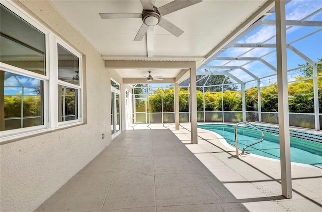 200 Valdiva St, Punta Gorda, FL 33983 - outdoor pool with a ceiling fan, a patio, and a lanai