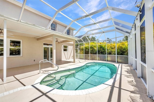 200 Valdiva St, Punta Gorda, FL 33983 - swimming pool featuring a patio, a ceiling fan, and a lanai