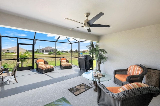 4321 NW 34th Ln, Cape Coral, FL 33993 - sunroom / solarium with a ceiling fan and a residential view