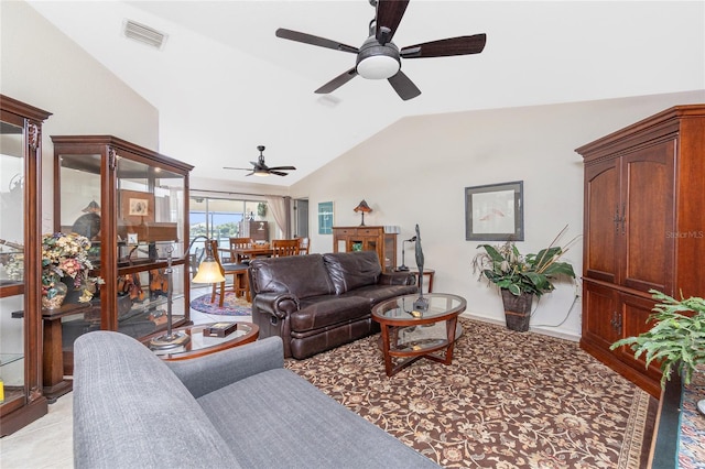 4142 Reif Ct, Port Charlotte, FL 33981 - living room with lofted ceiling and a ceiling fan