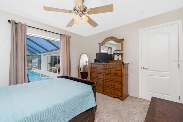 4142 Reif Ct, Port Charlotte, FL 33981 - bedroom featuring access to outside, light carpet, and a ceiling fan