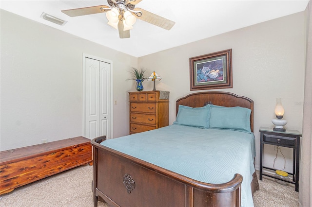 4142 Reif Ct, Port Charlotte, FL 33981 - bedroom featuring light carpet, a closet, and ceiling fan