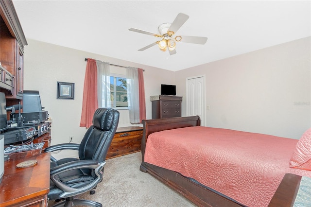 4142 Reif Ct, Port Charlotte, FL 33981 - bedroom with carpet floors, a desk, and a ceiling fan