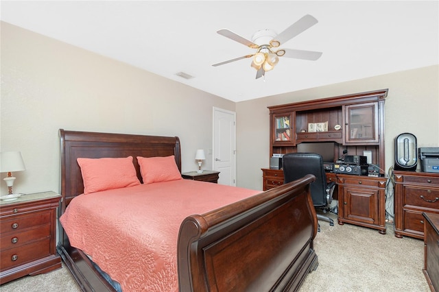 4142 Reif Ct, Port Charlotte, FL 33981 - bedroom with light colored carpet, a desk, and ceiling fan