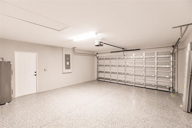 627 SE 22nd Ter, Cape Coral, FL 33990 - garage featuring electric panel, water heater, and a garage door opener