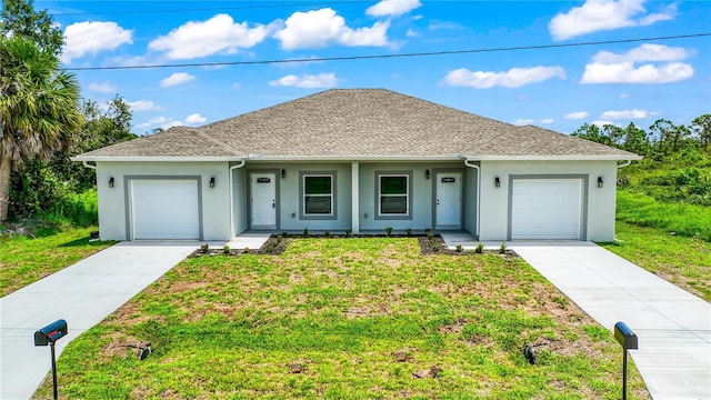 9155 Agate St, Port Charlotte, FL 33981 - ranch-style home featuring concrete driveway, stucco siding, a garage, and a front yard