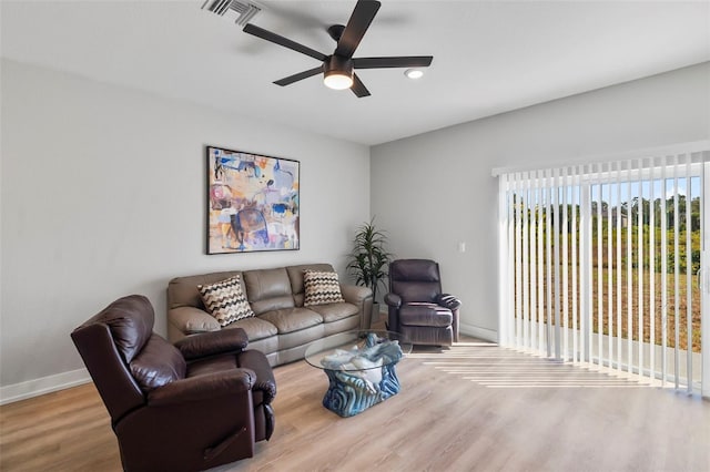 9155 Agate St, Port Charlotte, FL 33981 - living area with a ceiling fan, wood finished floors, and recessed lighting