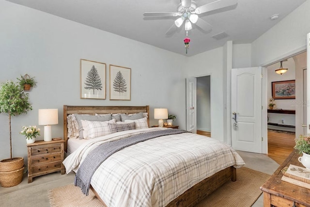 24504 Buckingham Way, Punta Gorda, FL 33980 - bedroom with light carpet and a ceiling fan