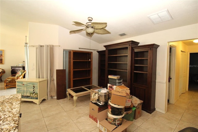 39 Norman St, Port Charlotte, FL 33954 - interior space with ceiling fan, light tile patterned floors, and lofted ceiling