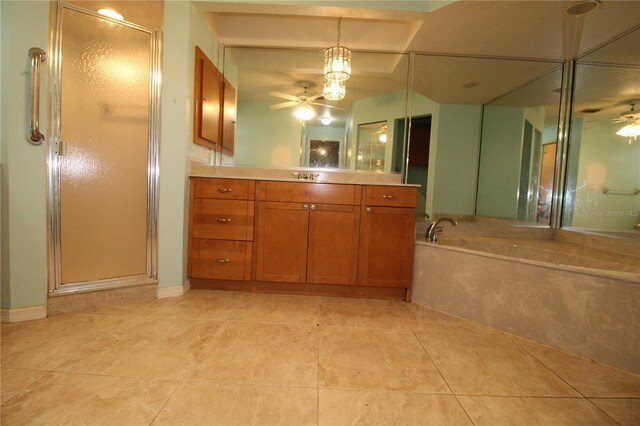 39 Norman St, Port Charlotte, FL 33954 - full bath featuring a ceiling fan, vanity, a stall shower, and a bath