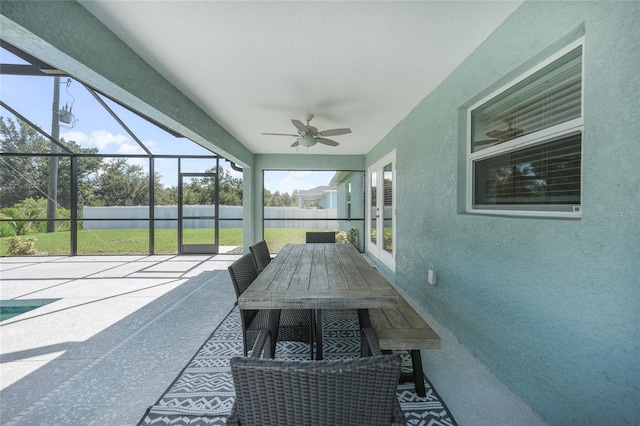 12112 Helios Ave, Port Charlotte, FL 33981 - sunroom / solarium with a ceiling fan, outdoor dining space, and french doors