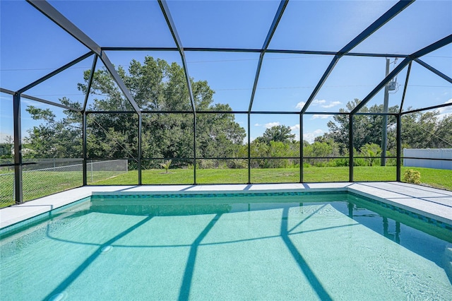 12112 Helios Ave, Port Charlotte, FL 33981 - view of swimming pool featuring a yard, a lanai, and view of scattered trees