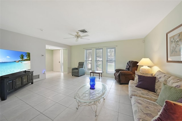 475 Whippoorwill Dr, Venice, FL 34293 - living area featuring ceiling fan and light tile patterned floors