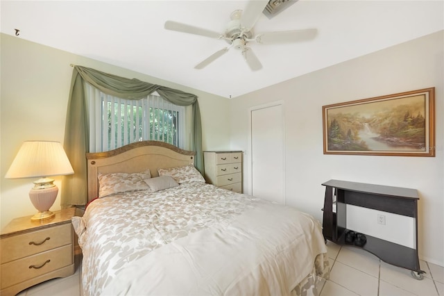 475 Whippoorwill Dr, Venice, FL 34293 - bedroom featuring light tile patterned floors and a ceiling fan