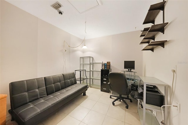 475 Whippoorwill Dr, Venice, FL 34293 - office space with attic access and light tile patterned floors