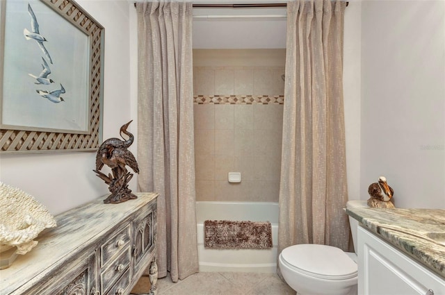 900 E Marion Ave Unit 1403, Punta Gorda, FL 33950 - bathroom featuring vanity, shower / bathtub combination with curtain, and tile patterned floors