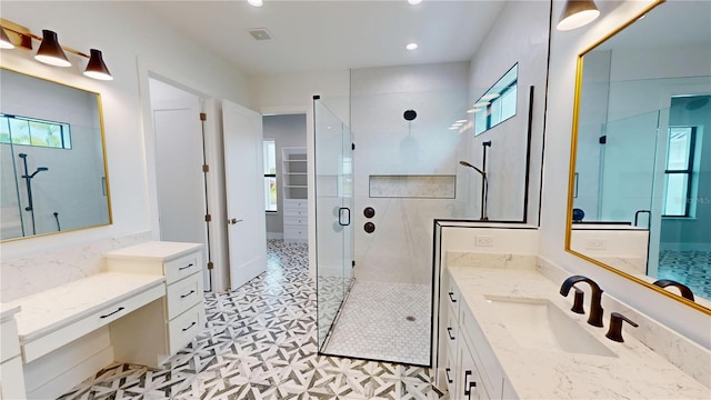 2073 Treasure Ln, Punta Gorda, FL 33982 - full bath featuring a shower stall, vanity, and recessed lighting
