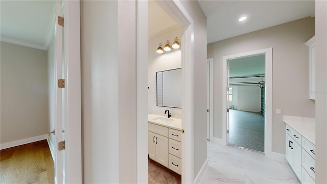 2073 Treasure Ln, Punta Gorda, FL 33982 - full bathroom featuring vanity, crown molding, and recessed lighting