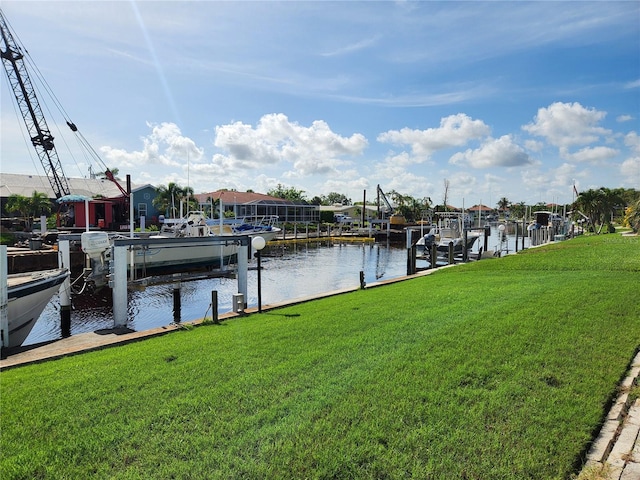 110 Hibiscus Dr, Punta Gorda, FL 33950 - dock with boat lift, a yard, and a water view