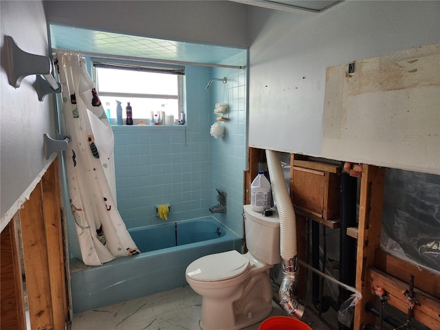 110 Hibiscus Dr, Punta Gorda, FL 33950 - full bathroom with shower / bath combo with shower curtain and marble finish floors